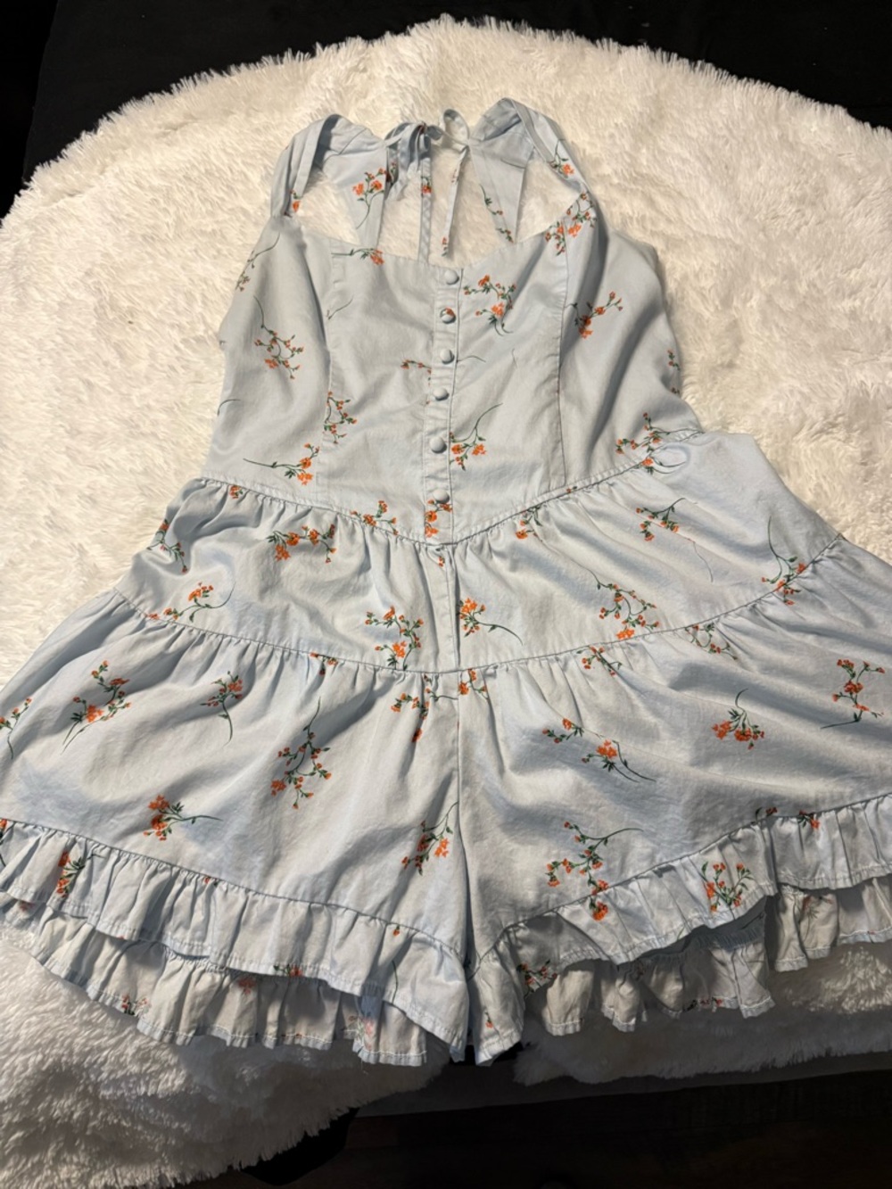 Women’s Light Blue Floral Tiered Romper - Brand: wild fable | Large |